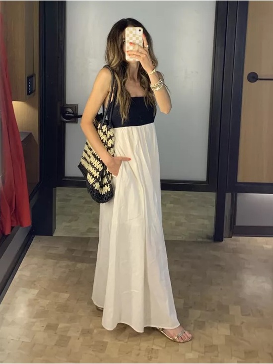 Abercrombie & Fitch Dresses & Skirts - Abercrombie & fitch Black & White Maxi Dress with Spaghetti Straps